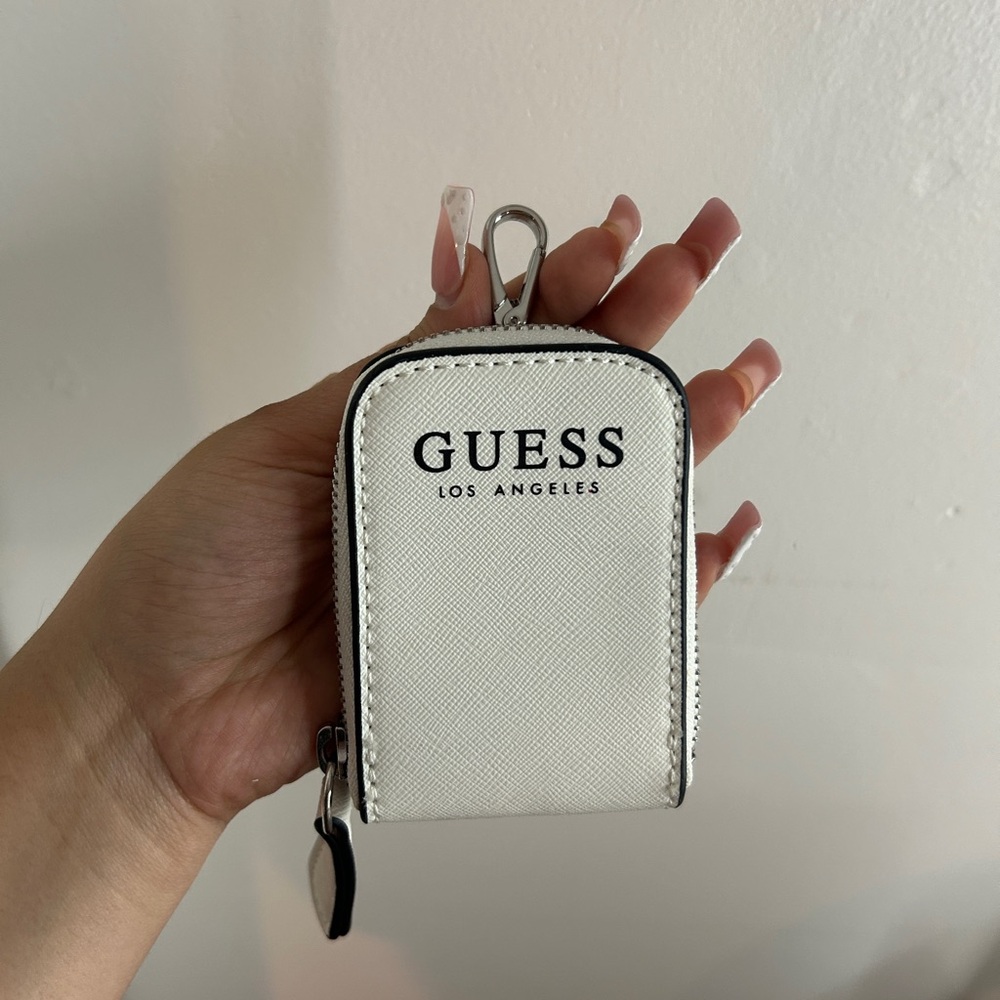 GUESS White Mini Wallet Keychain